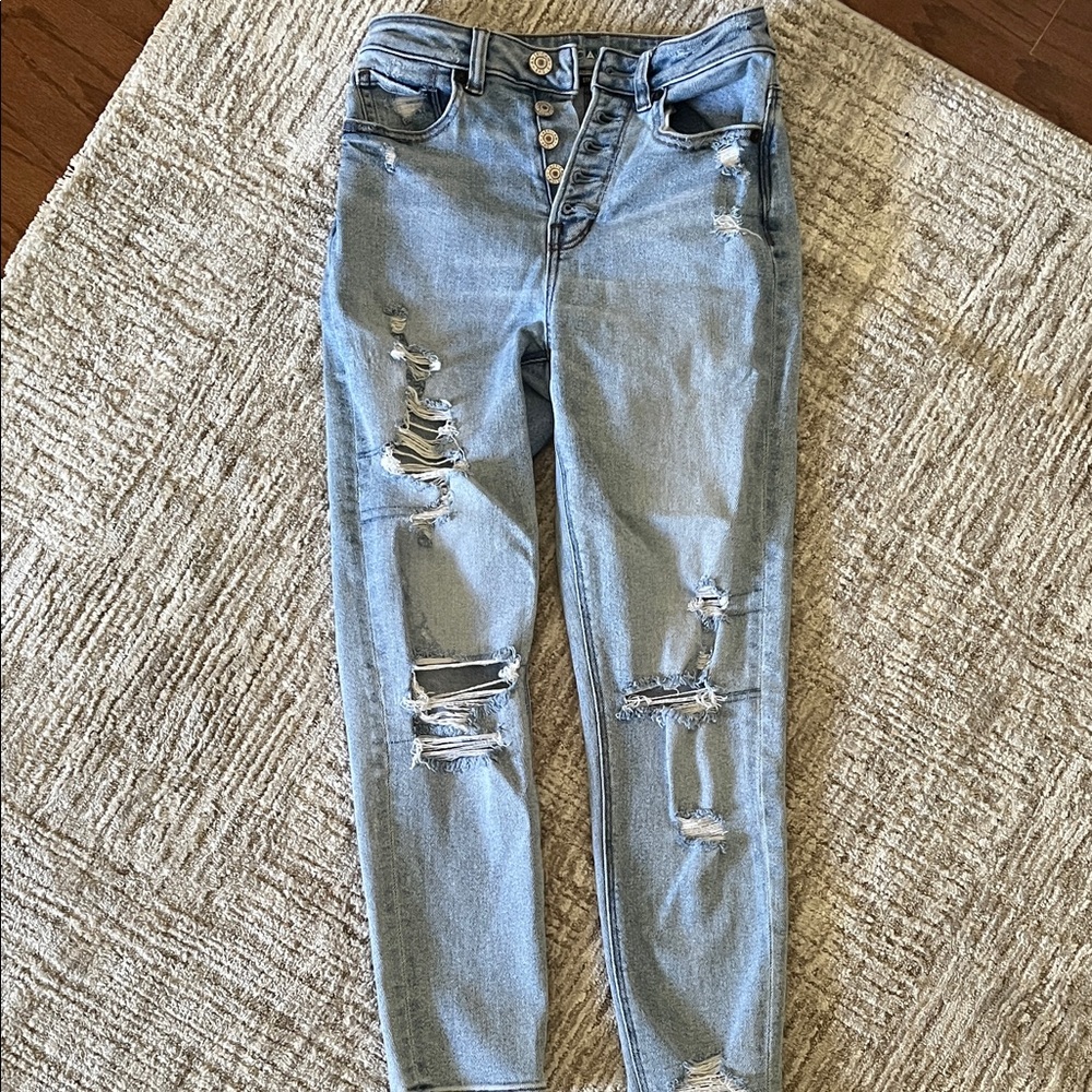American Eagle Outfitters Light Blue High Rise Distressed Jeans